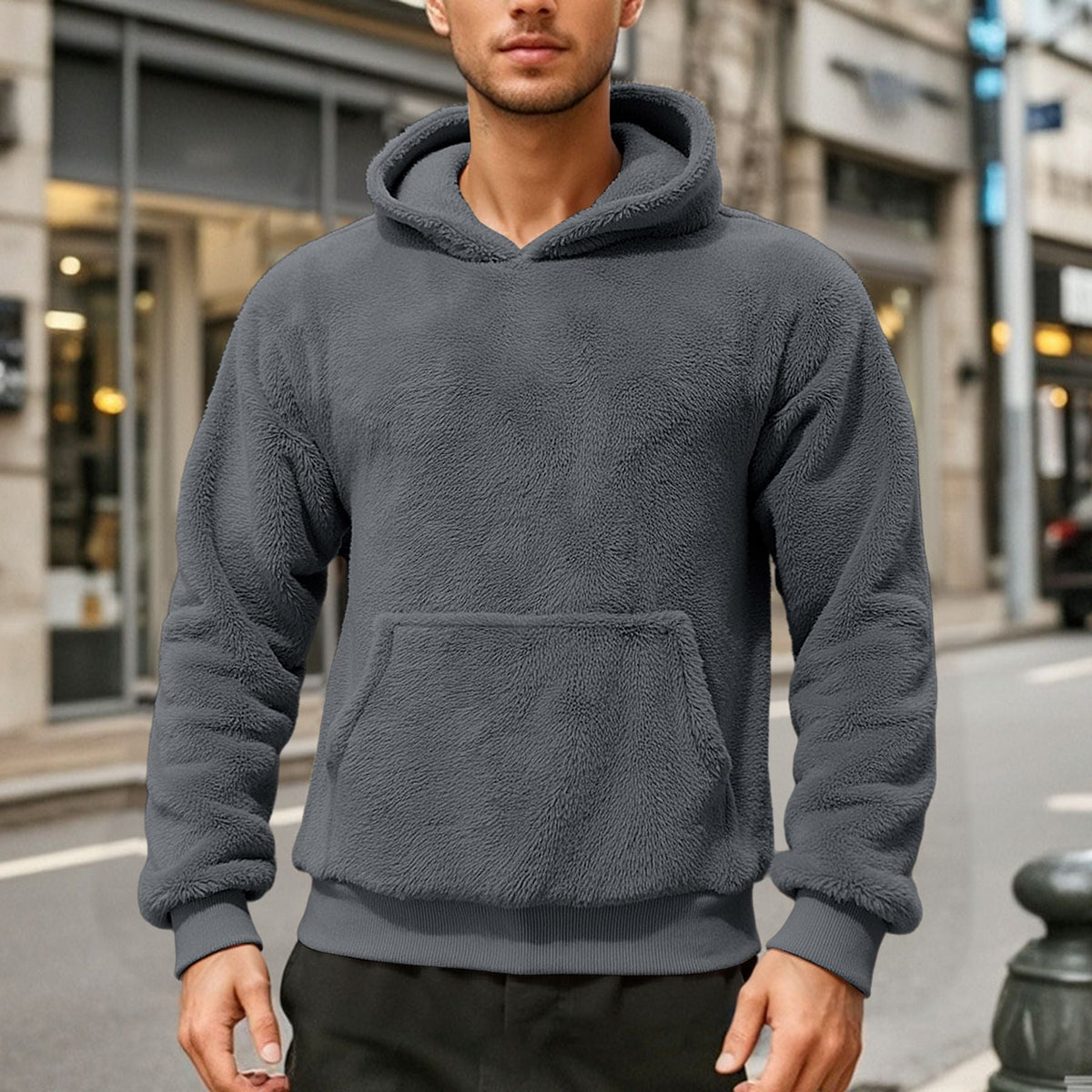 Men's Oversized Sherpa Fleece Hoodie Pullover 10