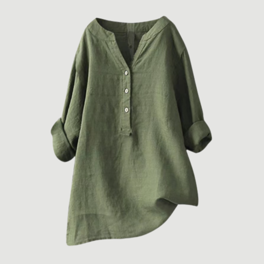 Cassia | Refined V-Neck Button-Down Shirt 2