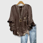 Seraphina | Elegant Ruffle Sleeve Floral Blouse 4