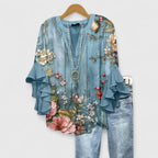 Seraphina | Elegant Ruffle Sleeve Floral Blouse 6