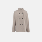 Women's Double-Breasted Coat with V-Neck and Button Front 2