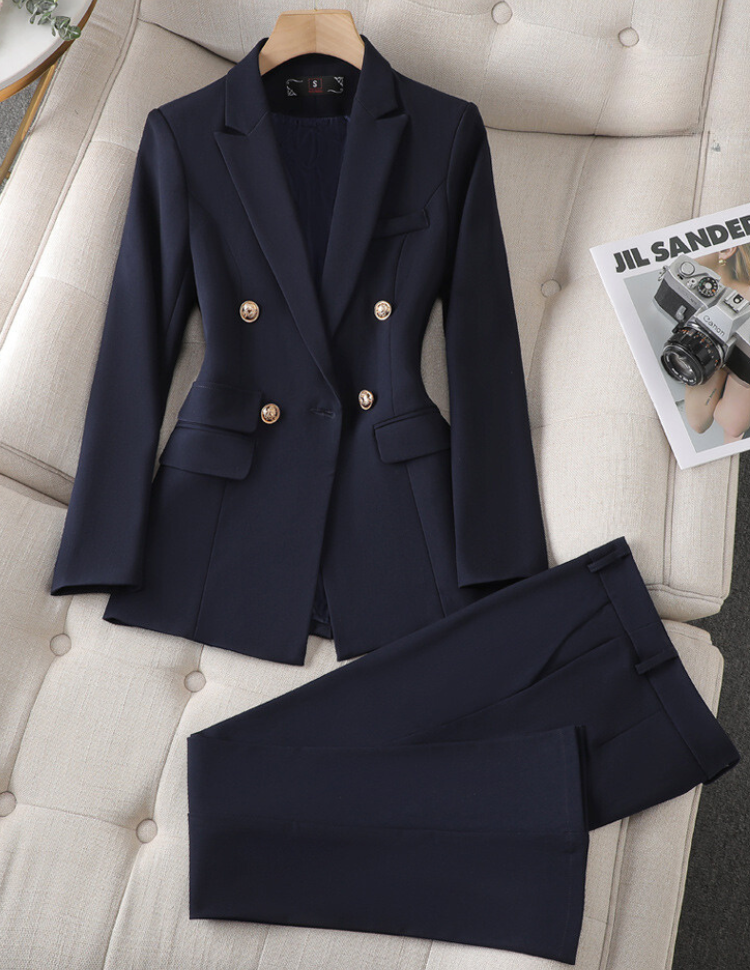 Women's Tailored Blazer and Pants Set Notch Collar 6
