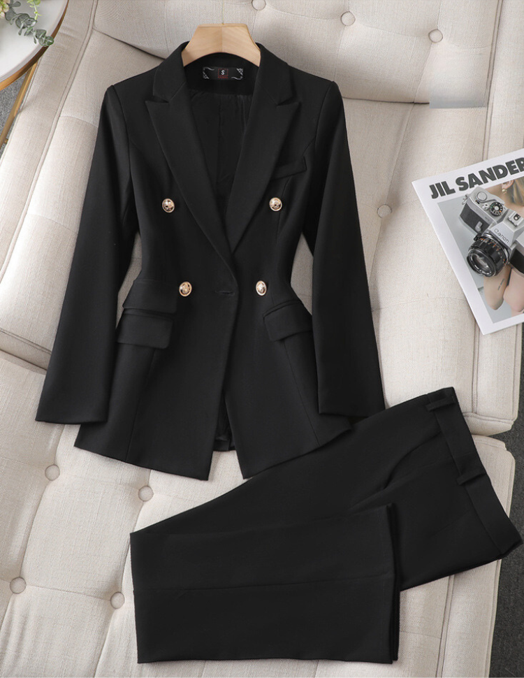 Women's Tailored Blazer and Pants Set Notch Collar 5