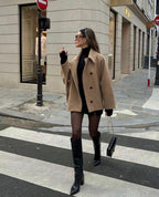 Women's Oversized Button-Front Coat with Notched Collar 3