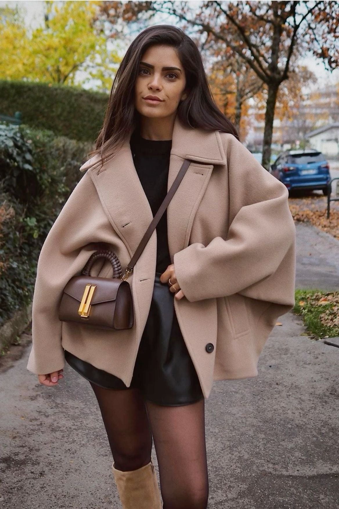 Women's Oversized Button-Front Coat with Notched Collar 7