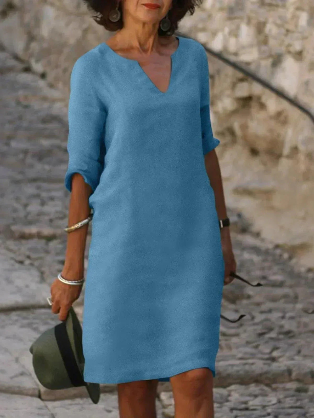 Valentina | Casual Mid Sleeve V-Neck Dress 10