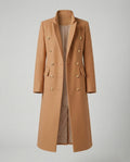 Women's Double-Breasted Long Blazer Coat with Notched Lapel 4
