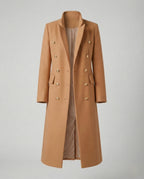 Women's Double-Breasted Long Blazer Coat with Notched Lapel 4