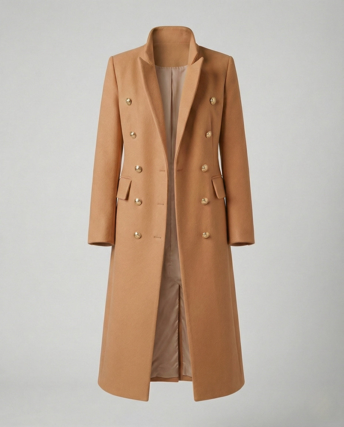 Women's Double-Breasted Long Blazer Coat with Notched Lapel 4