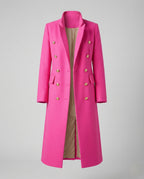 Women's Double-Breasted Long Blazer Coat with Notched Lapel 1