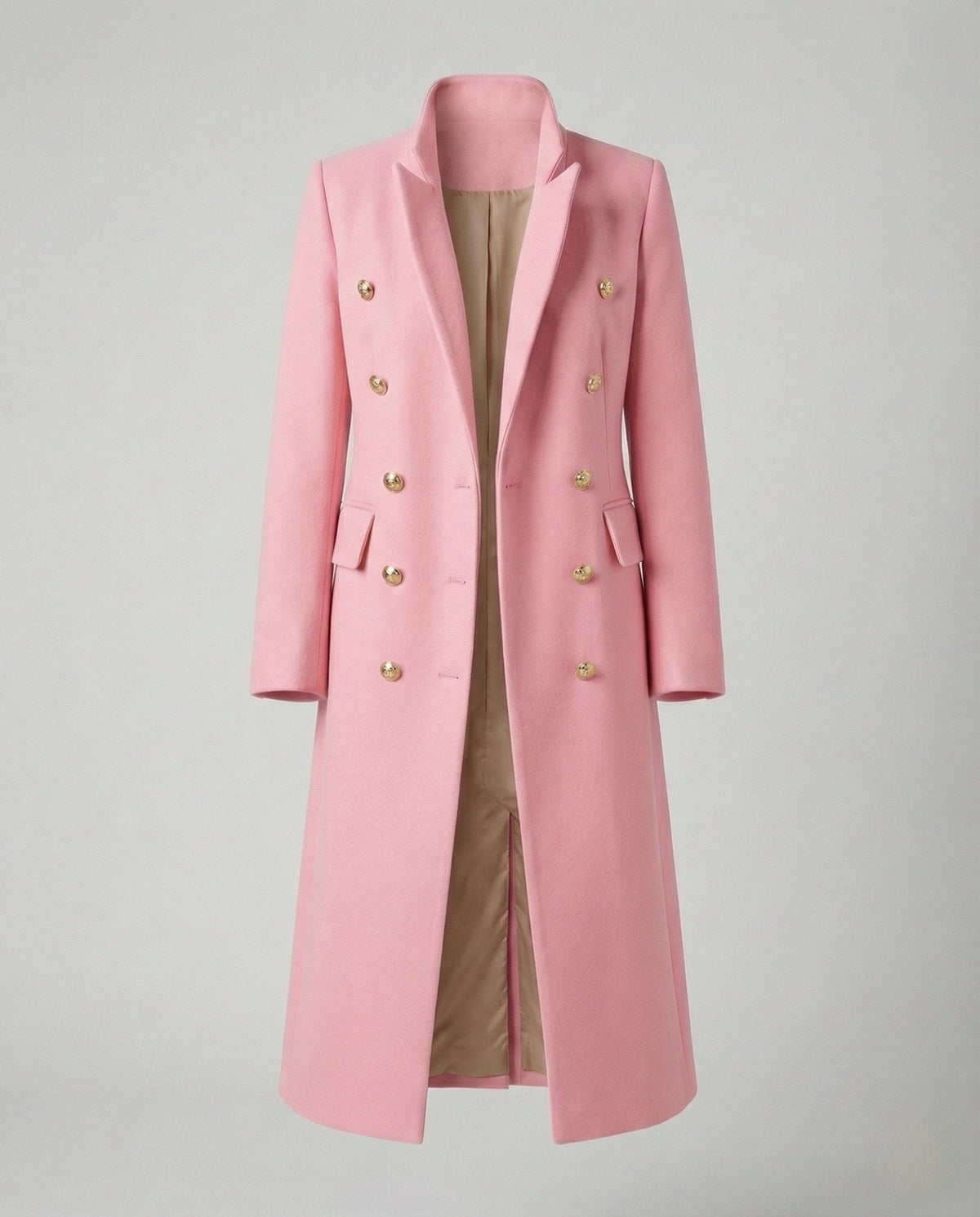 Women's Double-Breasted Long Blazer Coat with Notched Lapel 2