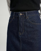 Women's Maxi Denim Skirt with Side Slit and Button Closure 4