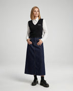 Women's Maxi Denim Skirt with Side Slit and Button Closure 3
