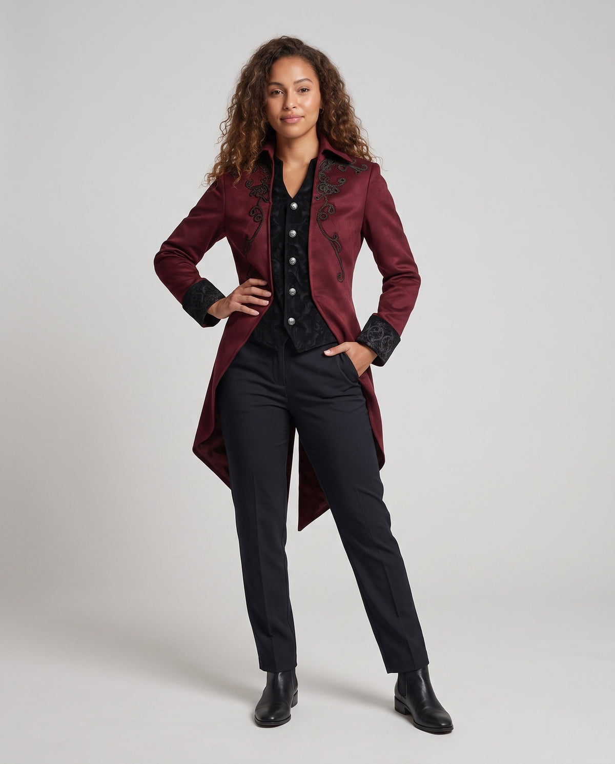 Women's Victorian Tailcoat with Embroidered Detail 3