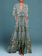 Elissa | Elegant Floral V-neck Dress 3