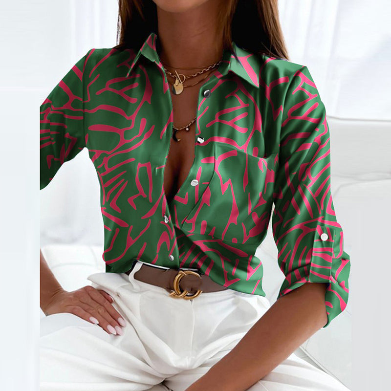 Novalie | Classic Collared Printed Blouse 17