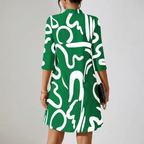 Romilly | Abstract Print Mock Neck Shift Dress with 3/4 Sleeves 4