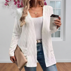 Rosalie | Textured Open-Front Longline Cardigan with Pockets 1