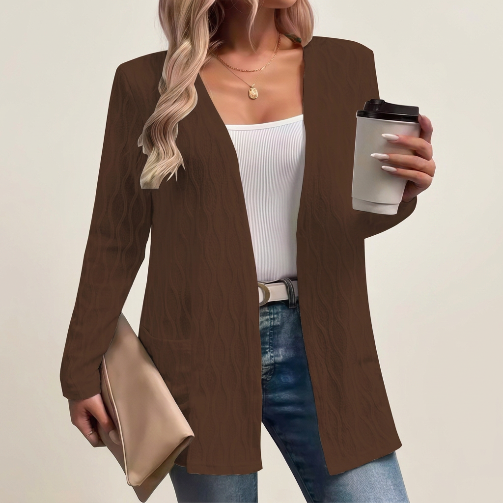 Rosalie | Textured Open-Front Longline Cardigan with Pockets 4