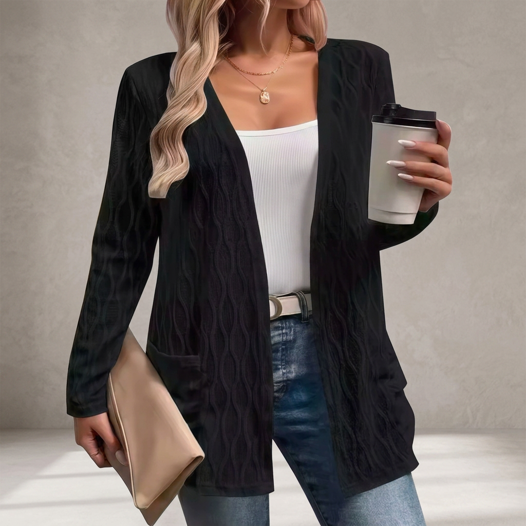 Rosalie | Textured Open-Front Longline Cardigan with Pockets 5