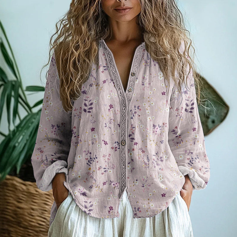 Verena | Elegant Vintage Leaf Print Shirt 2
