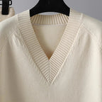 Women's V-Neck Sweater and Jogger Set Ribbed Trim 8