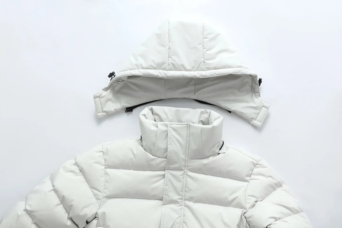 Long Hooded Puffer Coat with Full-Length Zip 4