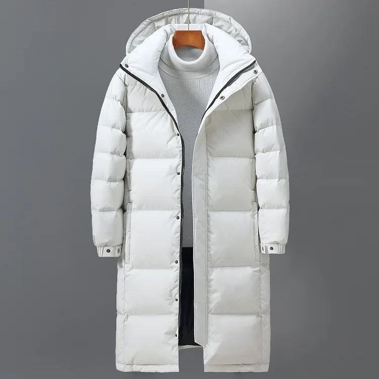 Long Hooded Puffer Coat with Full-Length Zip 2