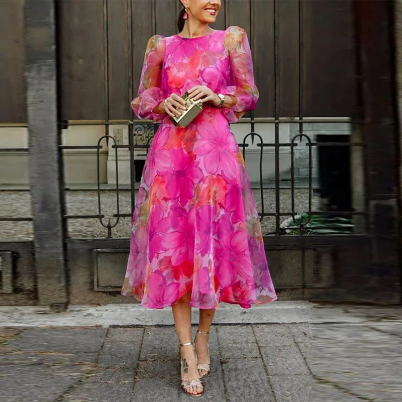 Amilia | Stylish Floral Print Midi Dress 1