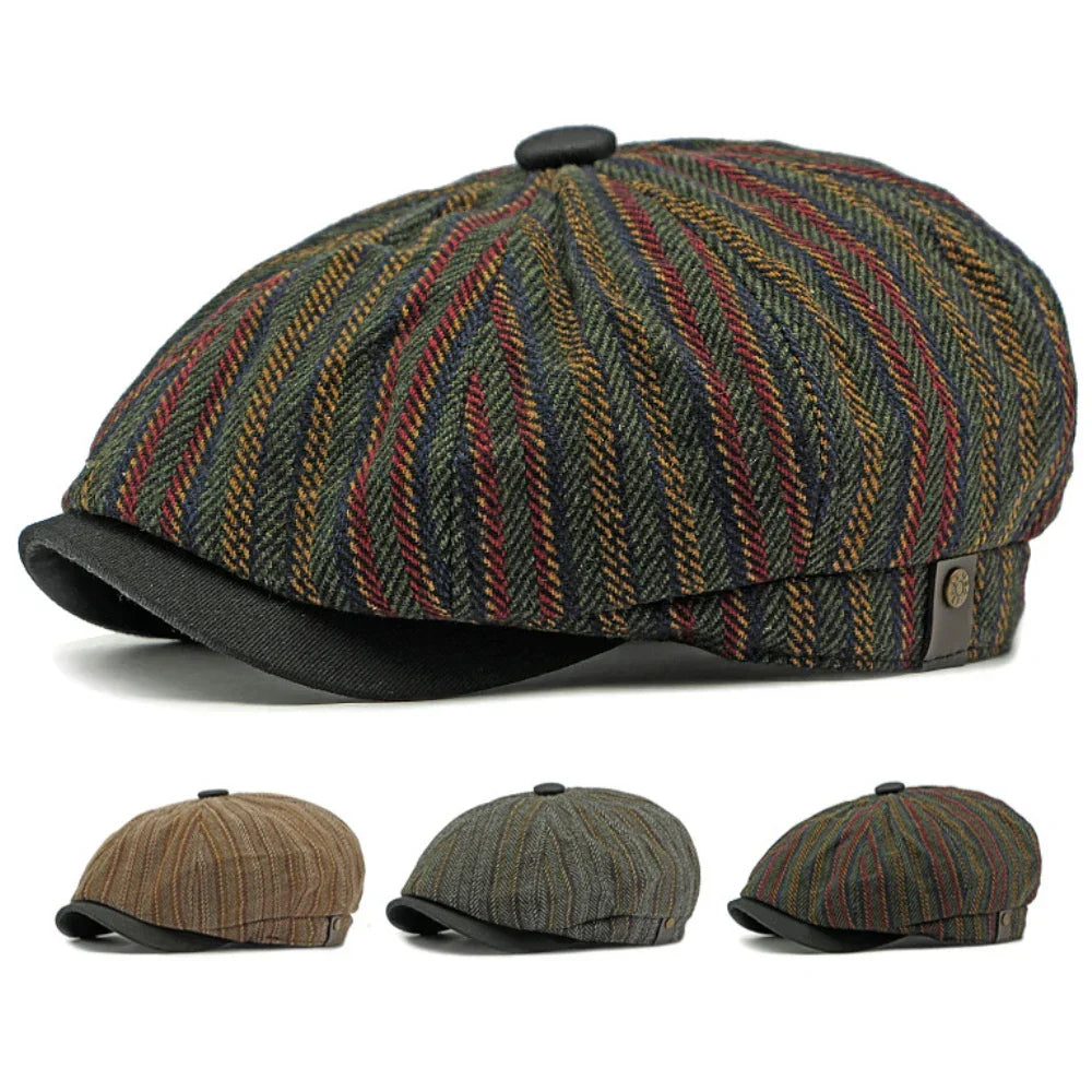 Dorian | Classic Striped Tweed Flat Cap 4