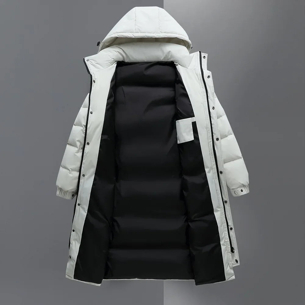 Long Hooded Puffer Coat with Full-Length Zip 6