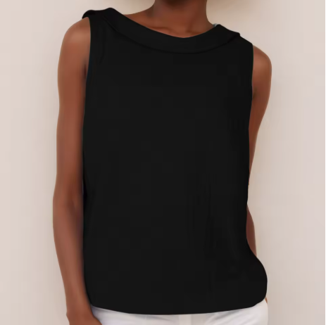 Honora | Casual Sleeveless Roll Collar Top 8
