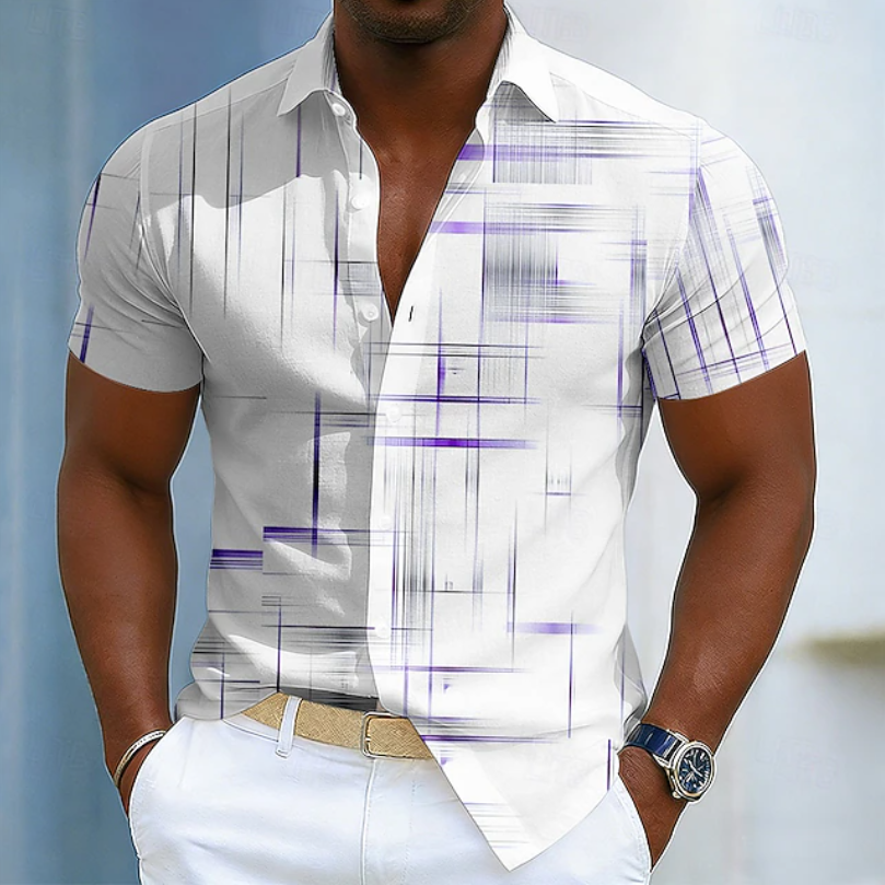 Charlie | Short Sleeve Button Geometric Shirt 5