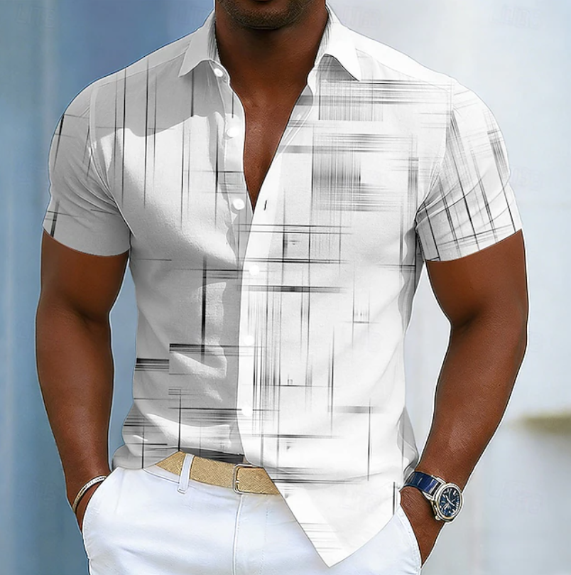 Charlie | Short Sleeve Button Geometric Shirt 2