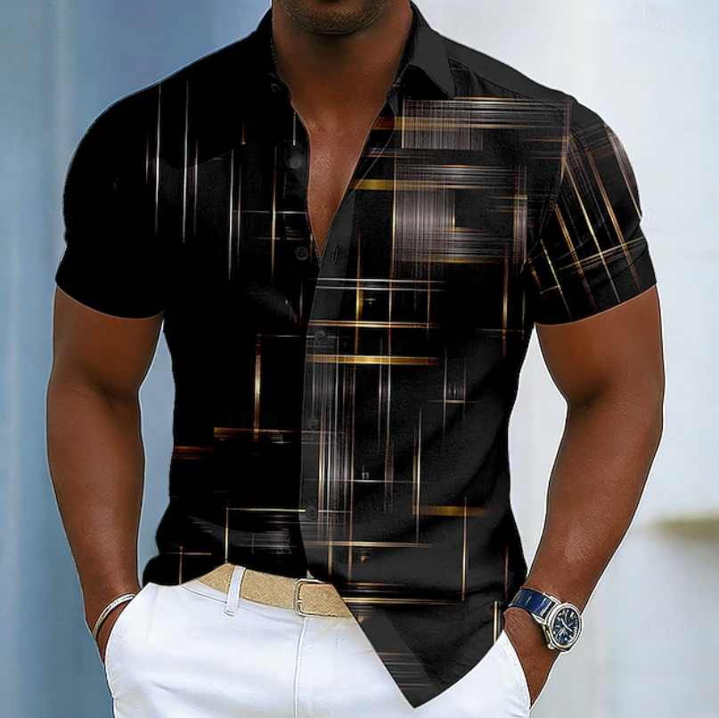 Charlie | Short Sleeve Button Geometric Shirt 1