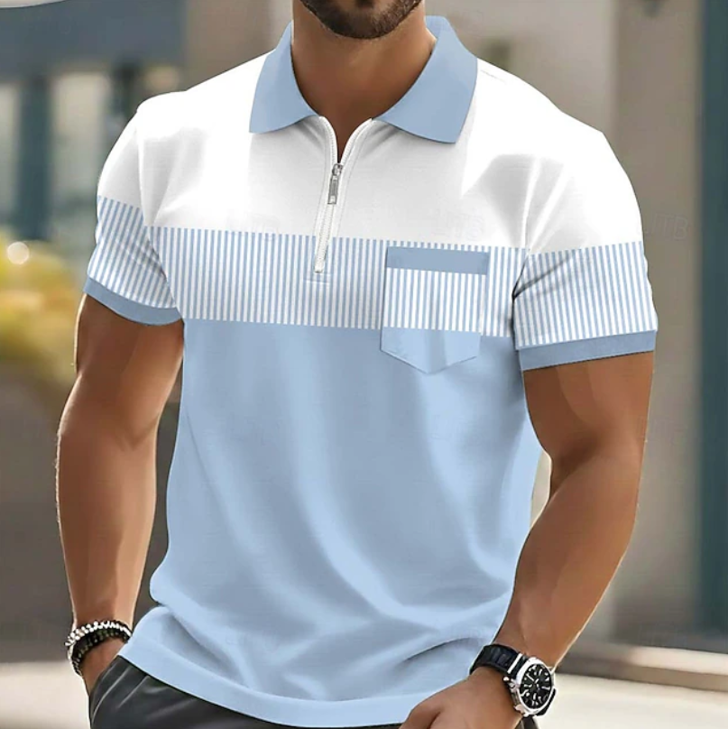 Theo | Casual Zipper Striped Polo Shirt 4