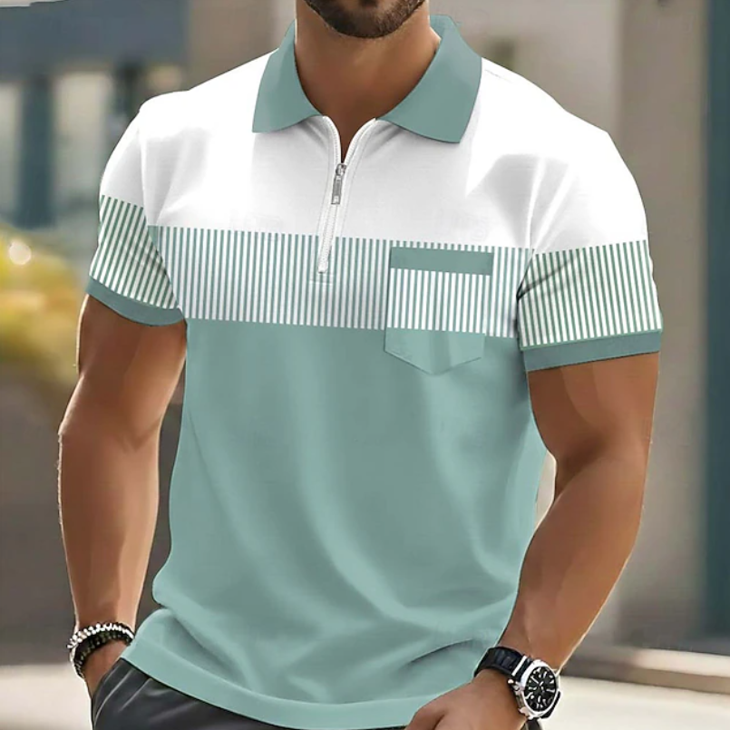 Theo | Casual Zipper Striped Polo Shirt 3