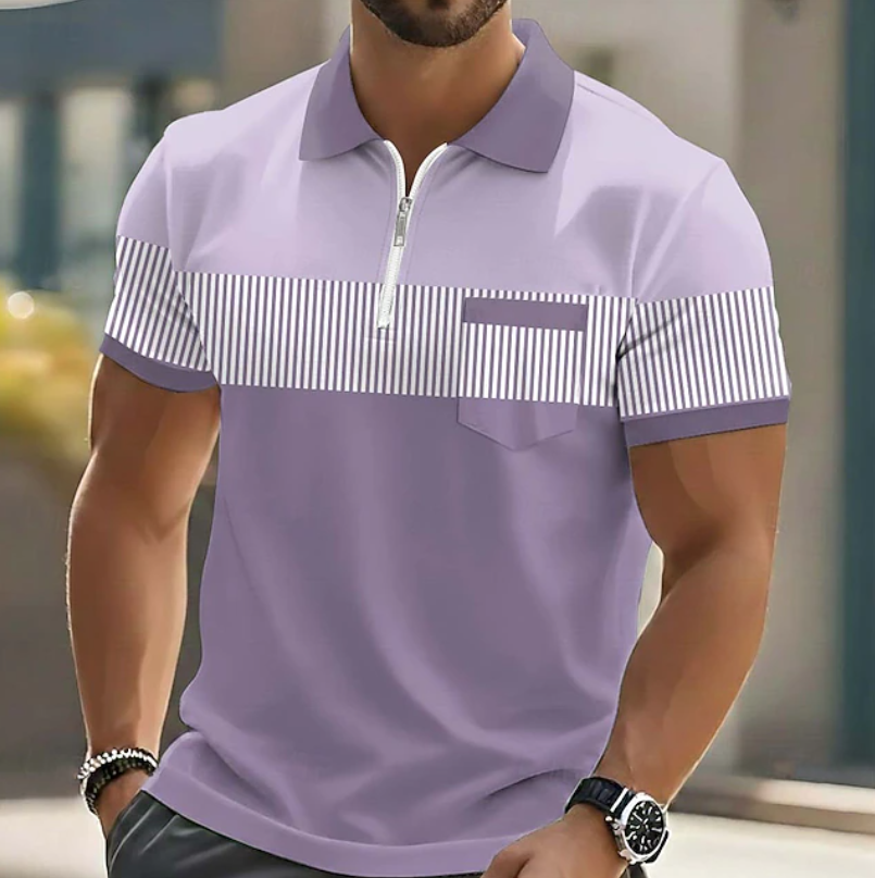 Theo | Casual Zipper Striped Polo Shirt 2