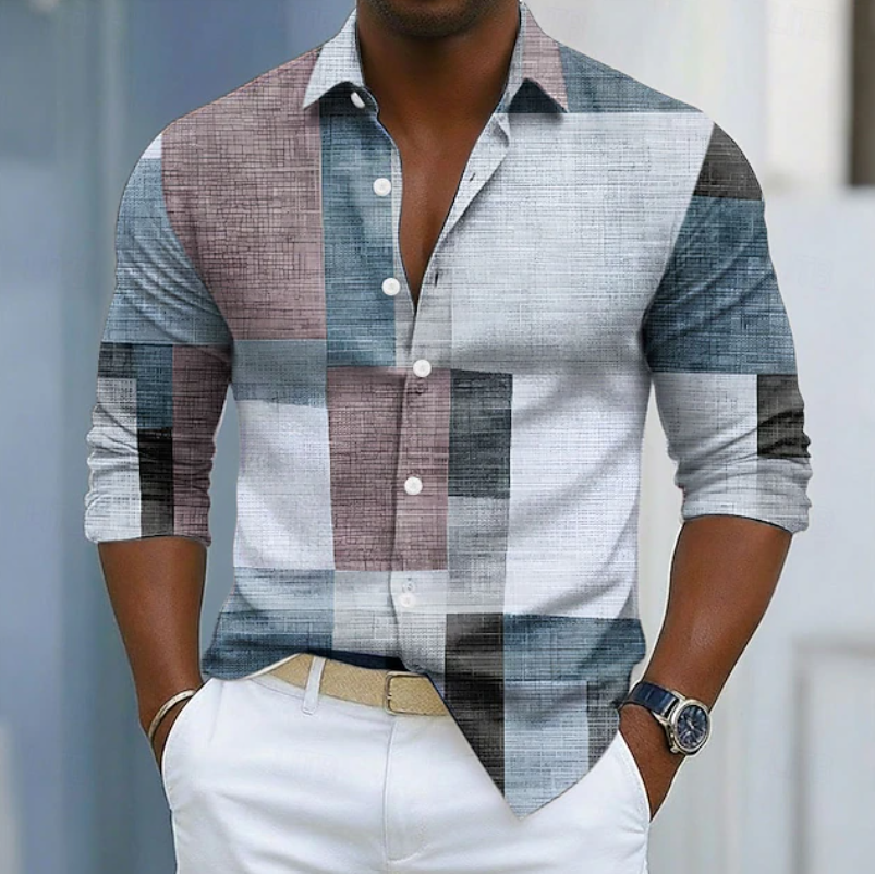 Ashton | Classic Color Block Patchwork Shirt 2