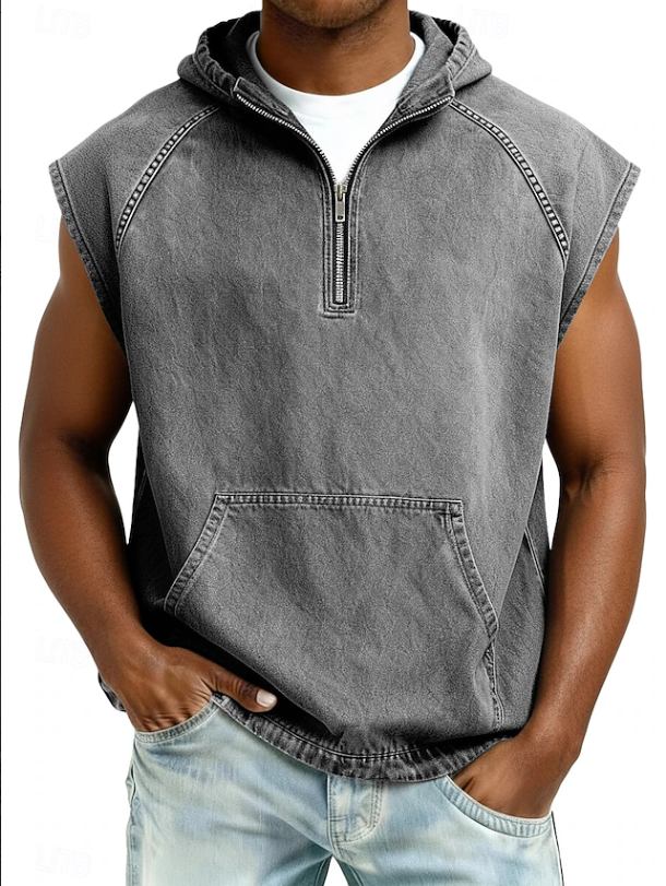 Drake | Stylish Sleeveless Hooded Zip Shirt 5