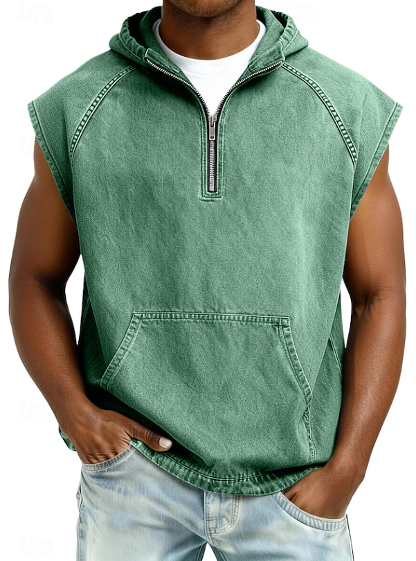 Drake | Stylish Sleeveless Hooded Zip Shirt 3