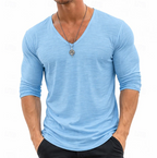 Ethan | Slim Fit V-Neck Henley Long Sleeve Shirt 2