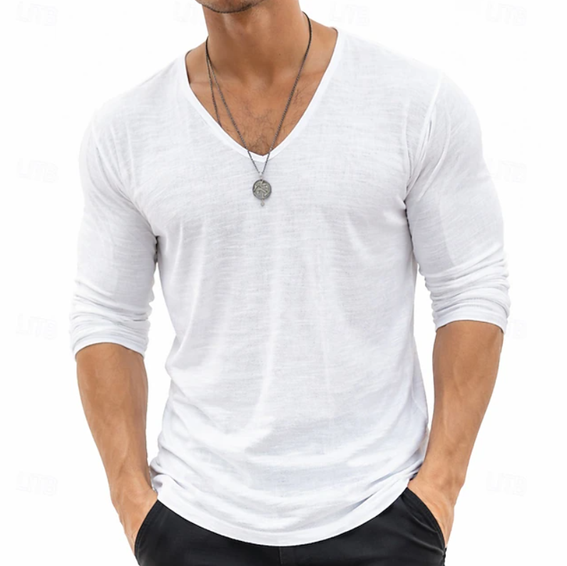 Ethan | Slim Fit V-Neck Henley Long Sleeve Shirt 3