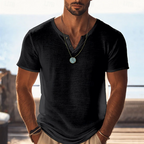Harvy | Textured Henley V-Neck Summer T-Shirt 4