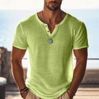 Harvy | Textured Henley V-Neck Summer T-Shirt 7