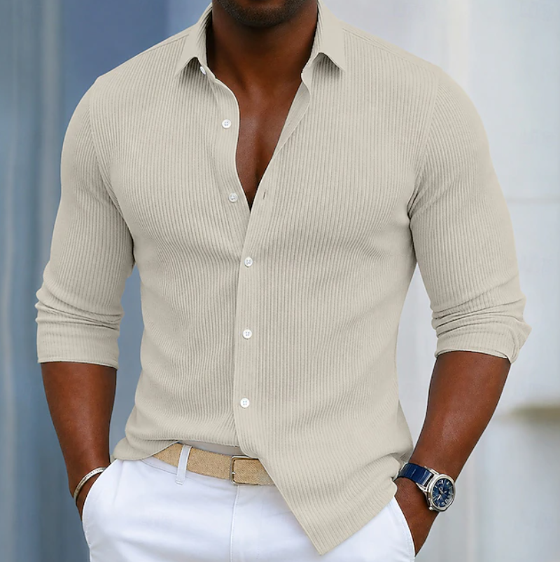 Marco | Slim Fit Textured Henley Wrap Shirt 5