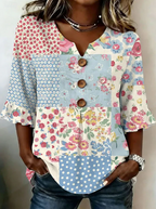 Luna | Bohemian Floral Button Blouse 1