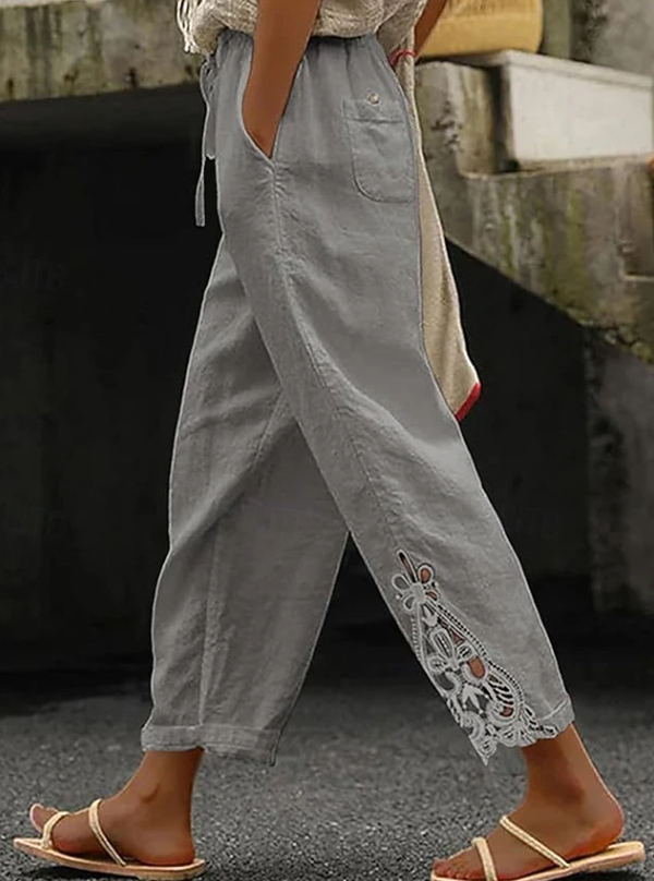 Isobel | Stylish Embroidered Wide-Leg Pants 1