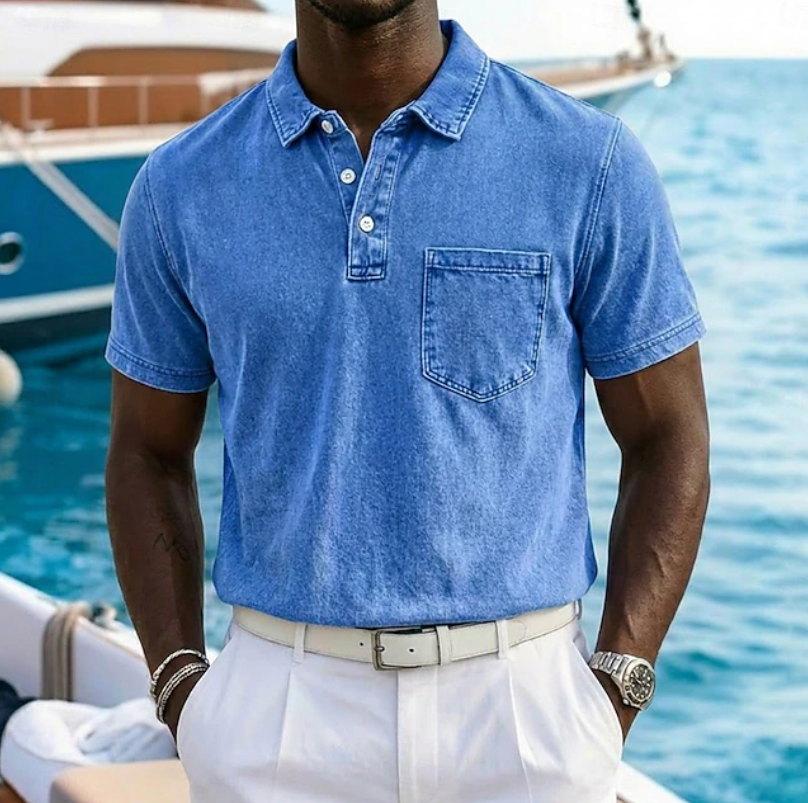 Valerio | Casual Washed Pocket Polo Shirt 7