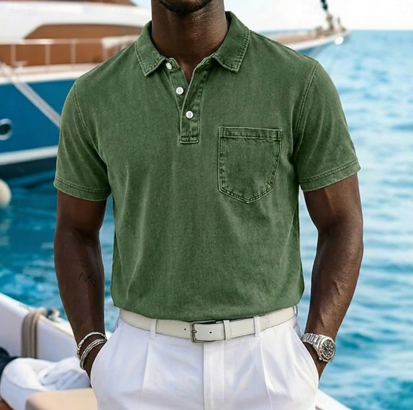Valerio | Casual Washed Pocket Polo Shirt 4